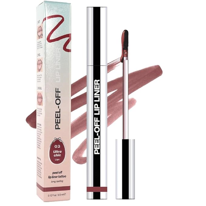 Matte Lip Gloss Stain-Peel Off Lip Liner Tattoo, Brownish Red Lip Tint，Long Lasting Peel Off Lip Stain, Waterproof Transfer-proof Lip Mask Lip Liner Peel Off Lip Gloss,Stayn Lip Makeup. #03
