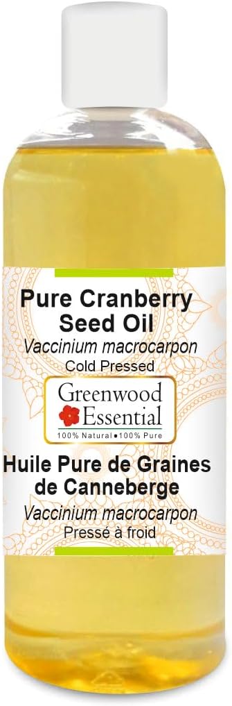 Greenwood Essential Pure Cranberry Seed Oil (Vaccinium macrocarpon) Cold Pressed 200ml (6.76 oz)