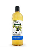 Vermont Castile Unscented Gentle Liquid Soap for Sensitive Skin, Natural Body Wash, Organic Hair Shampoo for Oily Hair, Aloe for Men & Women - 33.8 Oz