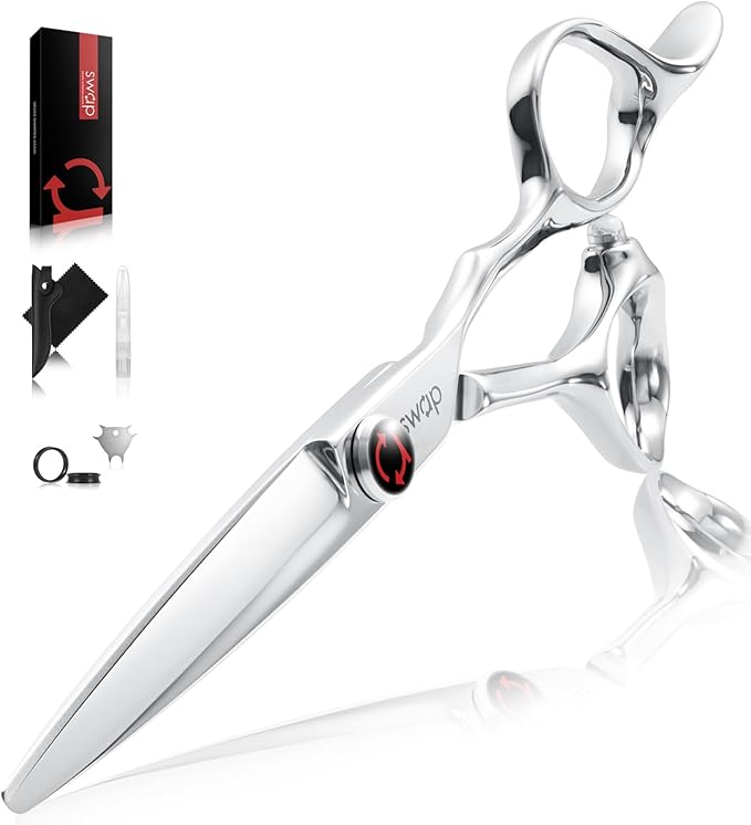 SWAP 5.5'' Professional Hair Cutting Scissors - Japanese SUS440C Steel (60-62HRC), Hand-Sharpened Blades, Adjustable Tension, Ergonomic Design for Salon/Home Use (S2)