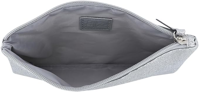 Celestial Glitter Makeup Pouch – Six Stunning Shades - Festive Cosmetic Bag (Moonbeam Silver)
