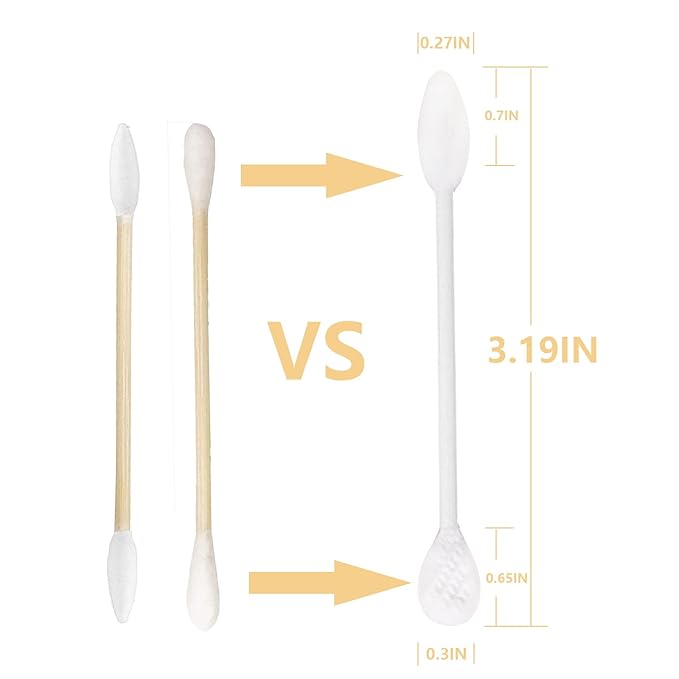 Paper Stick Thick Cotton Swabs with Precision and Flattened Tip 375pcs, Pointed&Flattened Tip Cosmetic Applicators XL Size