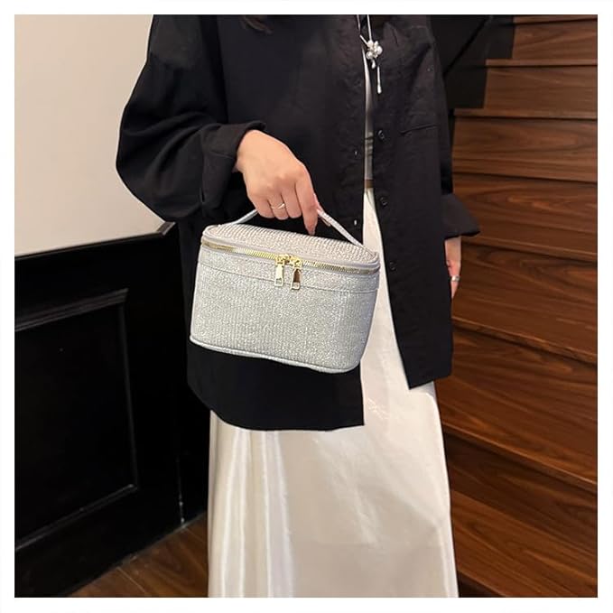 EURYNOME Makeup Bag with Custom Letter V, Water-Resistant Travel Organizer Pouch, (8.3x5.1x5.1 Inch) Cosmetic Case for Women