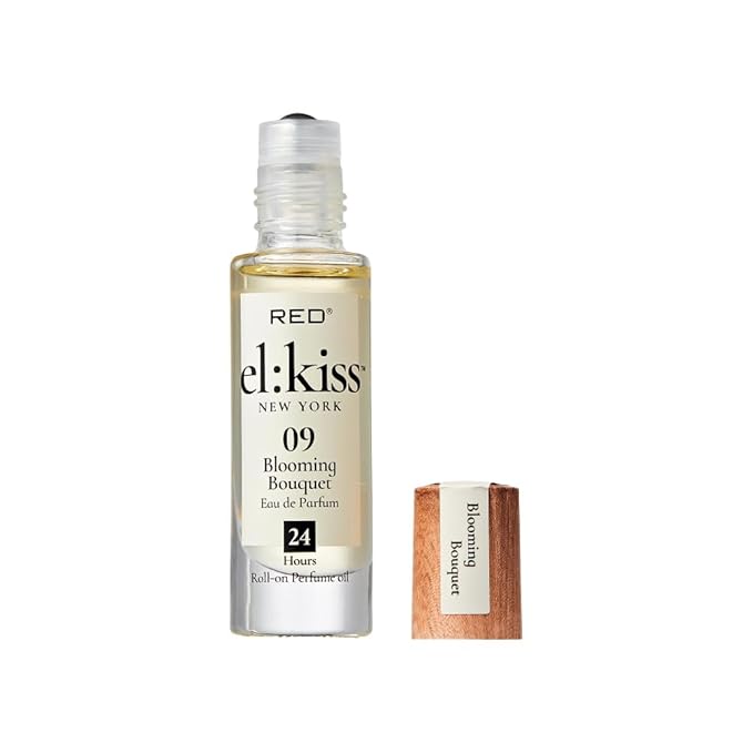 EL:KISS Roll On Perfume, Blooming Bouquet Inspired by Miss D. Eau de Parfum 12mL (.40 Fl Oz), Hydrating & Long-Lasting, Alcohol-Free & Mineral Oil-Free, Infused with Jojoba, Argan & Coconut Oil