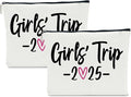 2 PCS Girls Trip Gifts Favors 2025 Girls Weekend Gifts for Women Bestie Gifts Friend Gifts Girls Trip Favors for Sister Her Work Bestie Friendship Holiday Vacation Makeup Bag Weekend Bags for Women