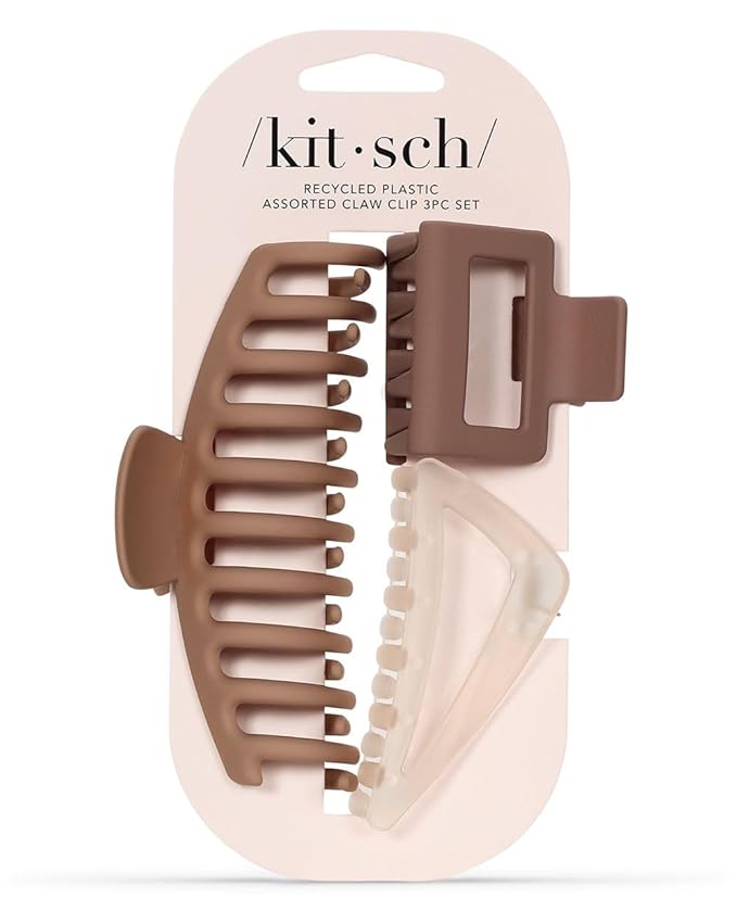 Kitsch Large Assorted Hair Clips for Women, Medium Open Shape Hair Claw Clips for Thick Hair, Small Open Shape Hair Clip & Big Claw Clip for Teen Girls | Ideal Gifts for Women, 3 pcs