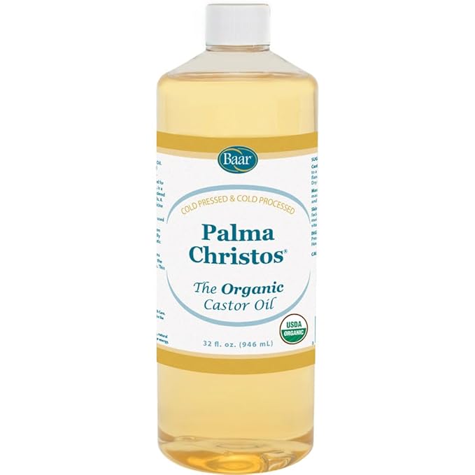Baar Palma Christos Organic Castor Oil Products, Cold-Pressed, Hexane-Free, USDA Certified, for Skin, Hair, Massage & Castor Oil Packs, 32 oz