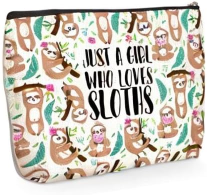 Cute Sloth Print Makeup Bag Sloth Gifts Cosmetic Bags Sloths Accessories Decor Stuff for Animal Sloths Lovers Women Girls Sister Best Friend Mom Breeder Funny Skincare Bag for Christmas Birthday