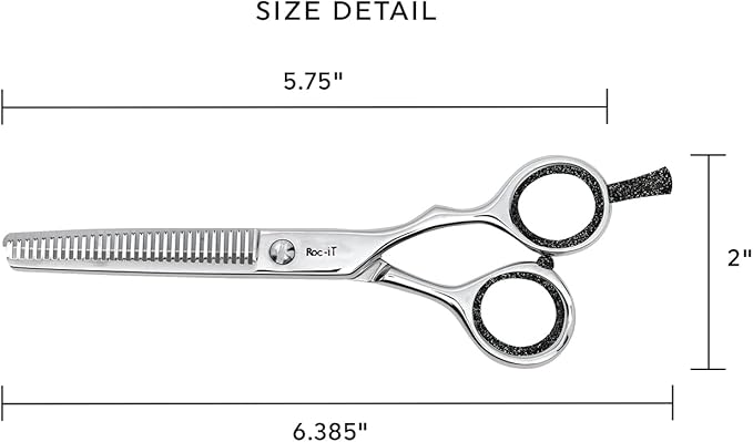 Cricket Centrix Roc-It Dog RT 30 Thinning Shears for Hair Cutting 5.75", Barber Shears Professional for Women & Men, Haircut Scissors for Texturizing with Precision Blade, Shimmering Night Black