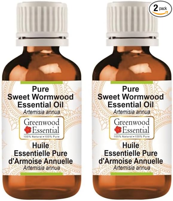Greenwood Essential Pure Sweet Wormwood Essential Oil (Artemisia annua) Steam Distilled (Pack of Two) 50ml X 2 (3.38 oz)