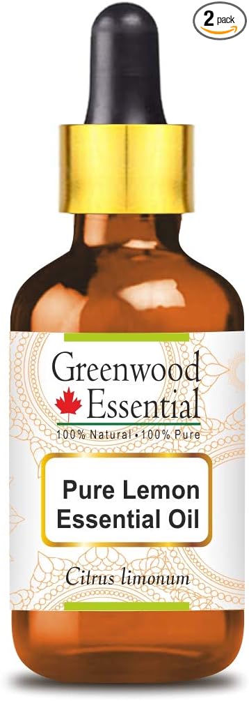 Greenwood Essential Pure Lemon Essential Oil (Citrus limonum) with Glass Dropper Steam Distilled 5ml (0.16 oz)