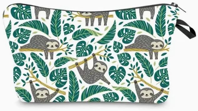 Cute Animal Lovers Gifts Tropical Sloth Cosmetic Bag Makeup Pouch with Zipper (sloth)