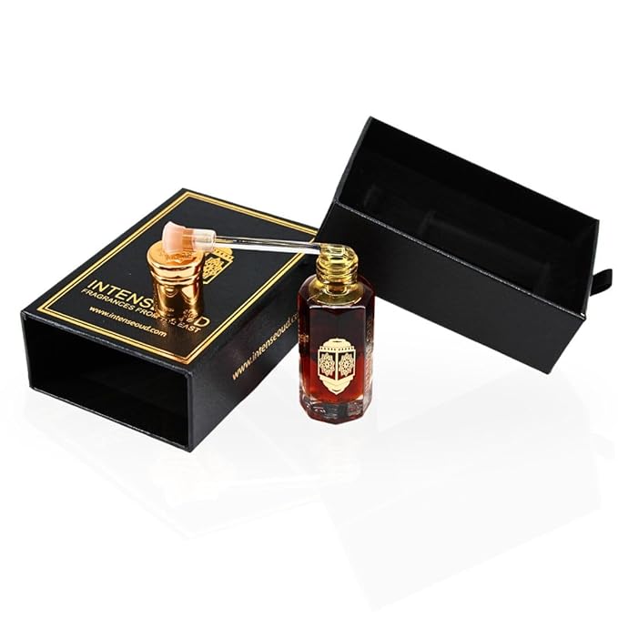 INTENSE OUD Gold Saffron Long Lasting Arabian Perfume Oils for Women 12ML (0.40 OZ) Fragrance Oil With Exotic Saffron, Amber & Sweet Vanilla Notes - Concentrated Perfume Oil in Black Gift Box