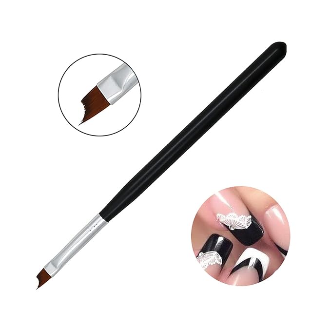 WOKOTO 10pcs French Nail Brushes For Nails 2 Style Moon Shape French Brush For French Tip Nail Brushes French Manicure Brush For Women Nail Art Brushes Nails Wood Penholder French Tip Nail Tools