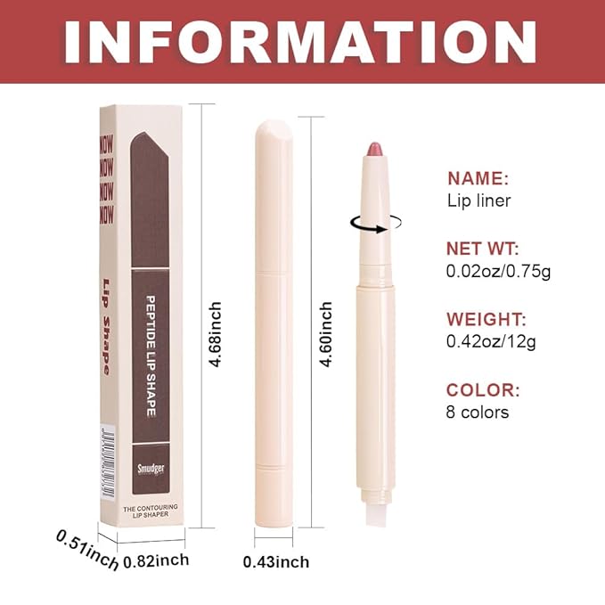 SUAKE Plump Matt Lipstick Lipliner Pencil Pack,Waterproof Crayon with Silicone Smudger for Define Contours & Sculpting Lip, Longwear Moisture Smooth Creamy Formula for Lip Makeup (01# Lift)