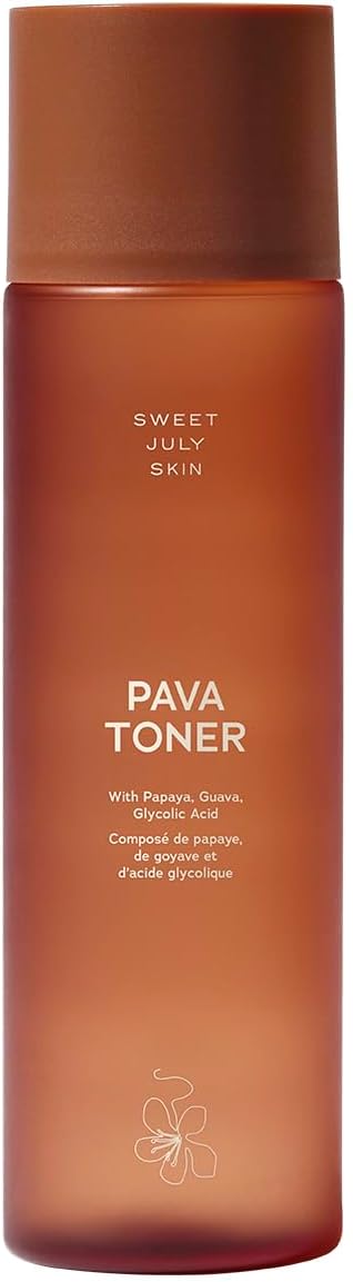 SWEET JULY Skin Pava Toner, Skin Resurfarcing, Hydrating, Daily Facial Toner All Skin Types, Glycolic Acid, Papaya & Guava Extracts, Vegan, Clean, 5.1 fl oz