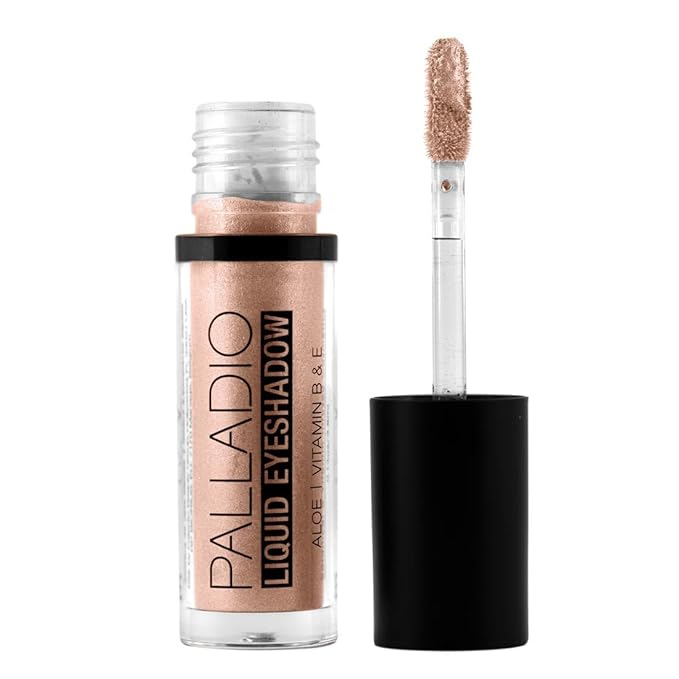 Palladio Liquid Eyeshadow, creamy shimmery formula that instantly adheres to the eyelid with flexible applicator wand for over 8 hours of smudge and crease-proof wear (Pink Pearl)