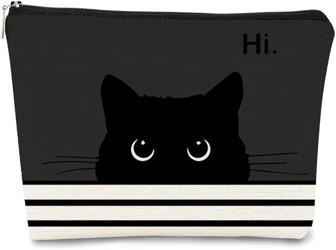 Cat Makeup Bag,Cat Gifts，Black Cat Purse,Gifts For Cat Lovers,Small Cute Makeup Bag Cosmetic Bag For Women Teen Girls,Birthday Gift,Cat Owners Gifts,Cat Lady Gifts For Women(Black)