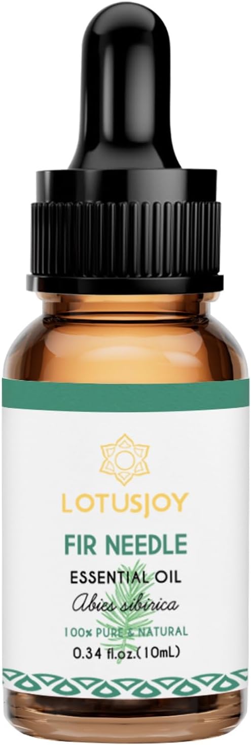 100% Pure Organic Fir Needle Essential Oil 0.34 Fl Oz, Natural Fir Needle Oil in Amber Glass Bottle with Dropper for Diffuser Massage Skin Care DIY