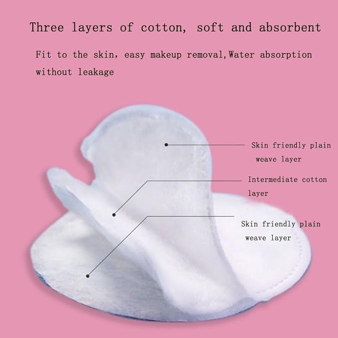 Organic Cotton Round (300 Count) Makeup Remover Cotton Pads, Hypoallergenic, Lint Free, 100% Cotton,for Makeup Removal, Nail Polish Removal and Facial Cleansing