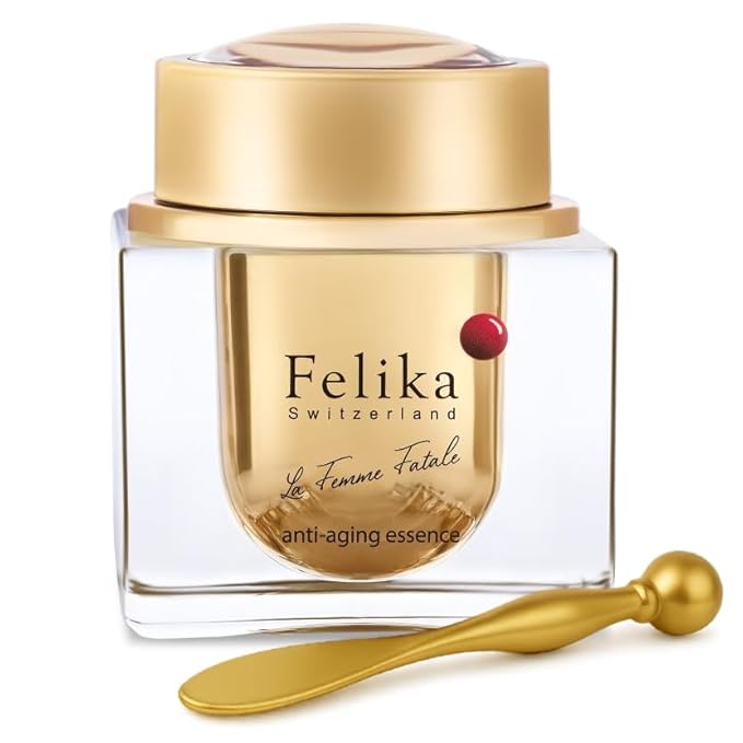 Felika Anti-Aging Essence - Luxury Swiss Serum with Vitamin C, Niacinamide, and Apple Stem Cells for Wrinkle Reduction and Skin Firmness - 50ml, 1.69 Fl Oz