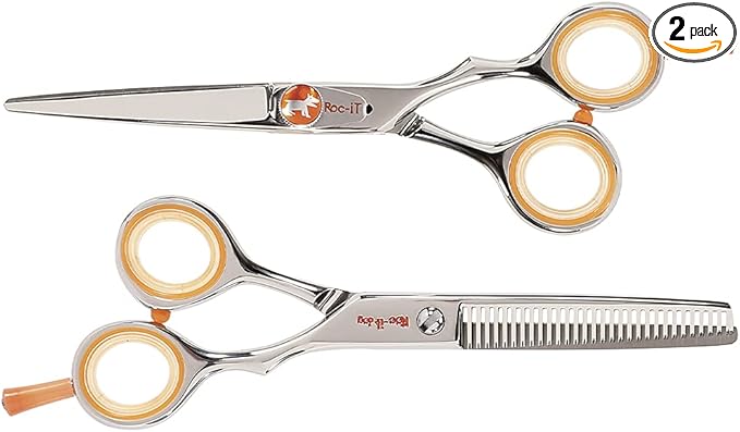 Cricket Centrix Roc-It Dog Professional Stylist 5.75” Hair Cutting Shear and 30T Thinning Scissor Duo Set