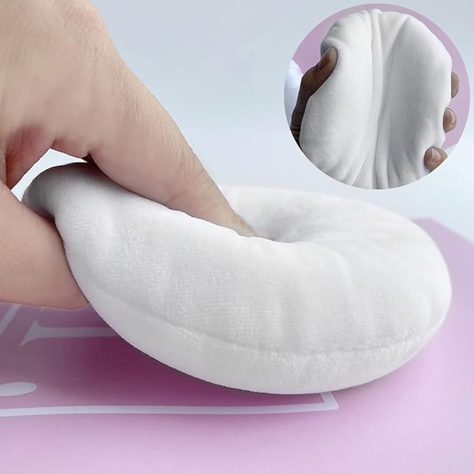2 PCS large Powder puff, 5 inch cotton super soft Powder puff, washable, loose powder puff, body puff round (White)