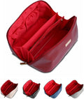 NAORI Travel Makeup Bag for Women | Large Luxury Cosmetic Organizer with Handle & Inner Pockets | Waterproof Leather Toiletry Bag | Makeup Case for Home, Travel & Gifting (Classic Burgundy)