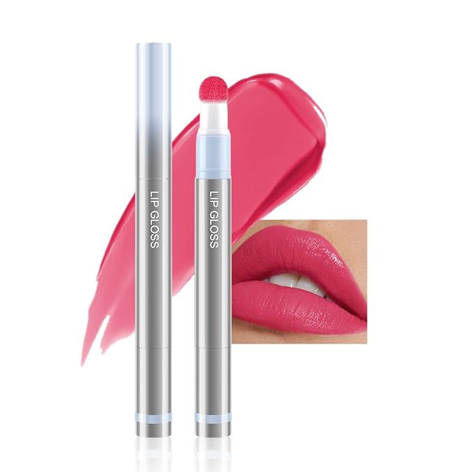Cushion Lip Gloss Matte Lip Tint – Long-Lasting Lightweight Color, Soft Plush Applicator for Gradient Blurred Lips, Non-Sticky Velvet Finish Hydrating Lip Stain 04#–Plum Pink