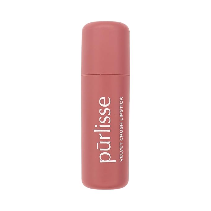 pūrlisse Velvet Crush Long Lasting Lipstick - Matte Finish Hydrating Lipstick - Enriched with Bakuchiol, Mango Seed & Shea Butter to Soften & Smooth Lips - Pinky Nude (0.12 oz)