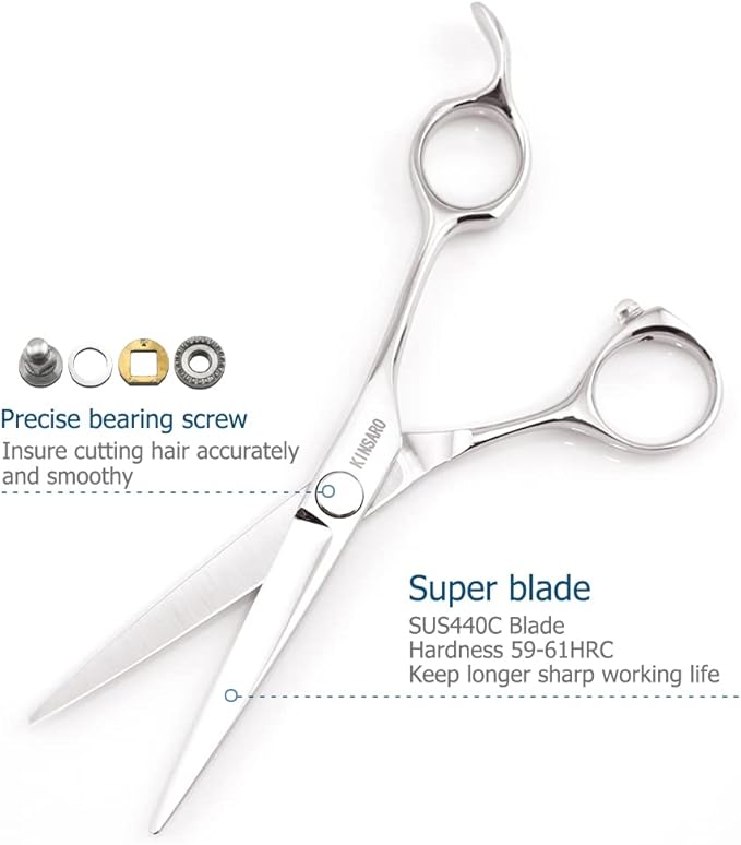 Hair Cutting Scissors Hair Cut Professional 5.5 Inch Hair Cutting Shears Haircut Scissors Barber Shears 440c Hairdresser Barber Shears KINSARO for Hairdresser Barbershop or Home Use