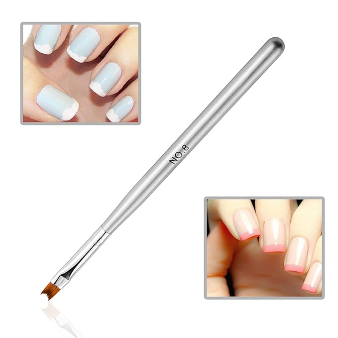 WOKOTO 10pcs French Nail Brushes For Nails 2 Style Moon Shape French Brush For French Tip Nail Brushes French Manicure Brush For Women Nail Art Brushes Nails Wood Penholder French Tip Nail Tools