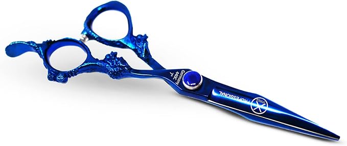 PRO Blue Dragon Hair Cutting Sharp Barber Scissors 7" Light weight German Made Steel With Finger Rest