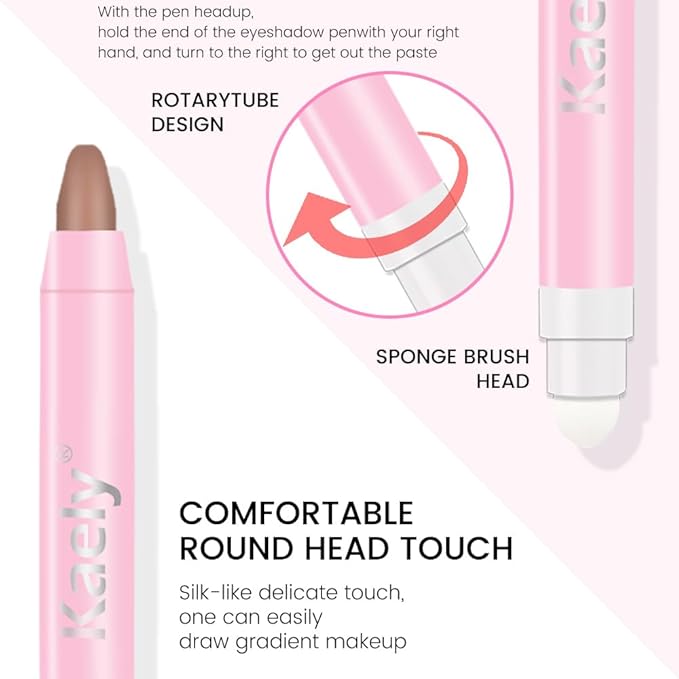 evpct 1Pcs Ginger Matte Cream Eye Shadow Brightener Sticks for Eyes Waterproof Pigmented, Double Ended Cream Eyeshadow Stick Pencil Pen with Applicator, Eye Shadow Palette Highlighter Makeup 29