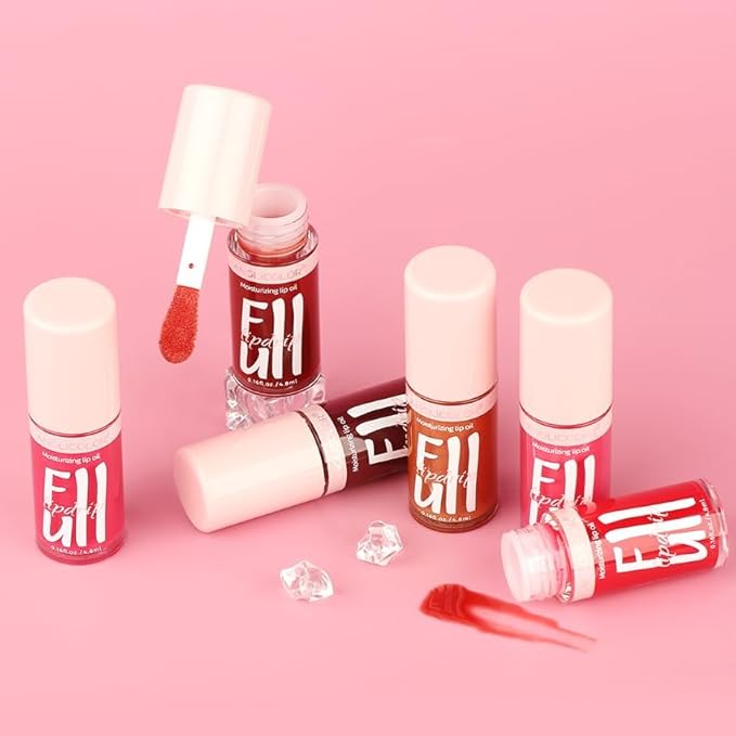 Anglicolor 2PC Lip Oil and Metallic Glitter Pink Lipstick,Natural Lip Plumper,Fruit Flavoured Lip Oil,For Dry Lip's Moisturizing Hydrating,Vegan & Cruelty-free (03 Aphrodite+15)