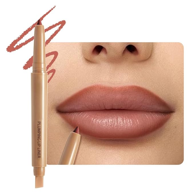 Brownish Red Matte Lip Liner Pencil, Plump lip pencil liner Long-Lasting Creamy Formula, With Silicone Smudger for Define Contours & Sculpting Lip,Waterproof Non-Staining Crayon Lip Liners 05#