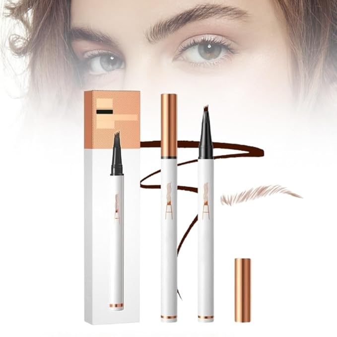 Magic Eyebrow Pencil 4-Tip Microblading Eyebrow Pen Natural Makeup Fine Stroke, Stay on All Day (Brown)
