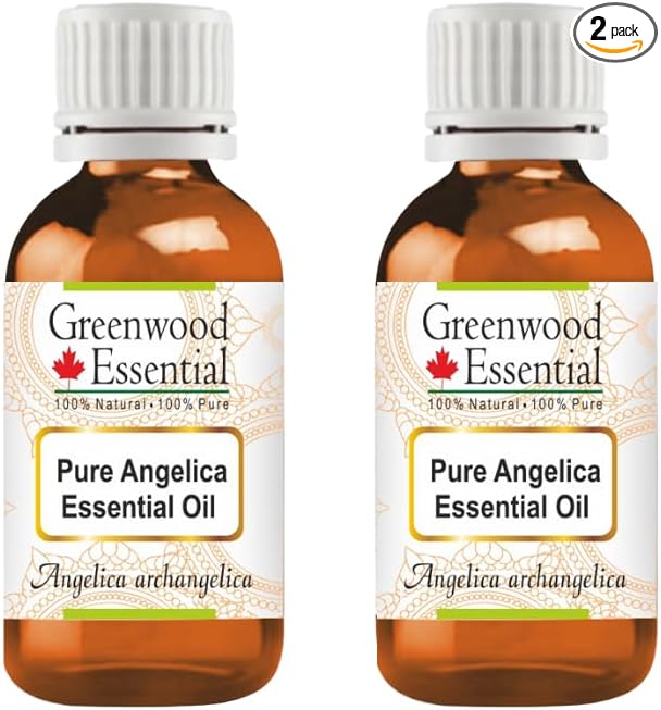 Greenwood Essential Pure Angelica Essential Oil (Angelica archangelica) Steam Distilled (Pack of Two) 5ml X 2 (0.33 oz)