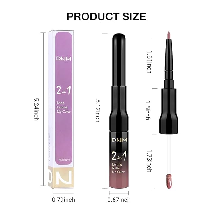 1Pcs 2 in 1 Neutral Mauve Matte Lip Liner and Liquid Lipstick Stain Makeup Set for women, Mauve Long Lasting Smudge Proof Lip Tint Matte Finish Lip Gloss for All-Day Color Hold Easy to Use 34#