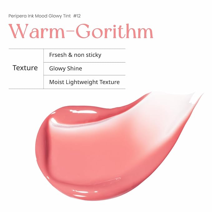 Peripera Ink Mood Glowy Tint | Lip-Plumping, Naturally Moisturizing, Lightweight, Glow-Boosting, Long-Lasting, Comfortable, Non-Sticky, No White Film (012 WARM-GORITHM)