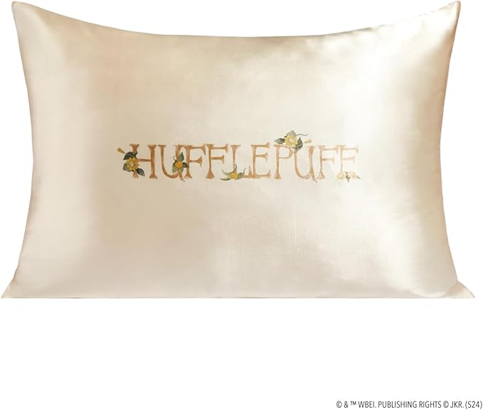 Kitsch x Harry Potter Hufflepuff Satin Pillowcase w/Zipper for Hair & Skin – Double-Sided, Softer Than Silk, Wrinkle-Free, Machine Washable, Frizz Control, Breakout Prevention - Queen/Standard(19x26)