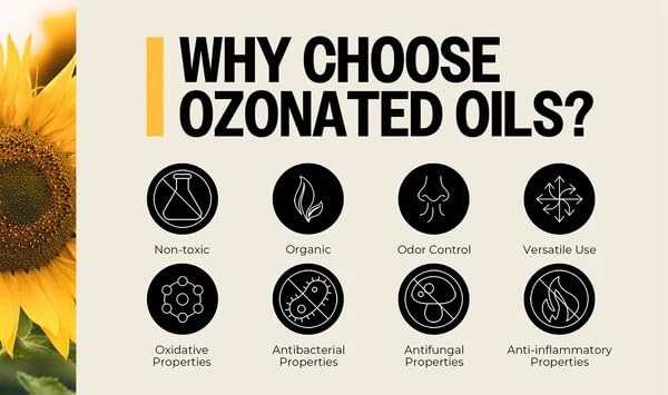PurO3 Ozonated Sunflower Oil – Pure, Natural, Organic Skincare for Face & Body – Oxygenated Healing Lotion, Moisturizer & Beauty Cream in a Glass Jar – O3 Therapy Salve, 2 oz