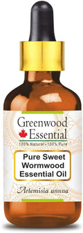 Greenwood Essential Sweet Wormwood Essential Oil (Artemisia annua) with Glass Dropper | Pure | Non-Sticky | Non-Greasy | Lightweight | Men & Women | All Skin Types | Steam Distilled 10ml (0.33 oz)