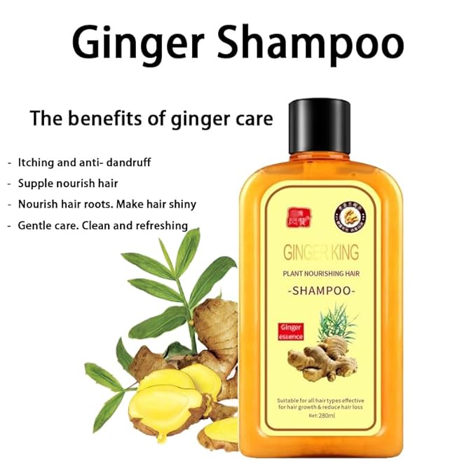 Ginaday Instant Ginger Hair Regrowth Shampoo, Ginger Anti-Fall Shampoo for Hair Growth, Anti-Hair Loss Hair Shampoo (1Pcs 9.47FL.oz/280ML)