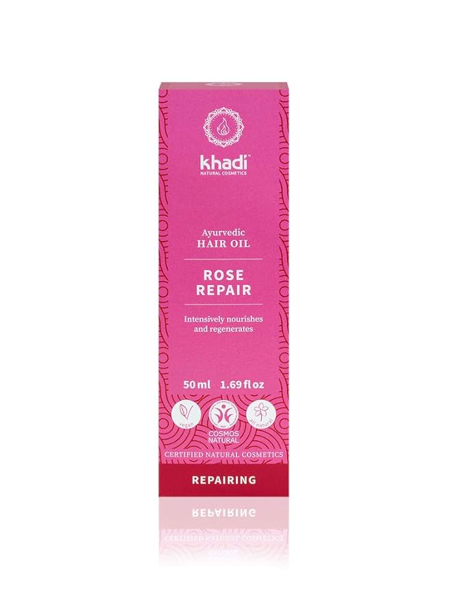 KHADI ROSE REPAIR Hair Oil - Regeneration for structurally damaged, dry hair & split ends - 100% natural, plant-based, vegan & silicone-free - 1.69 fl oz