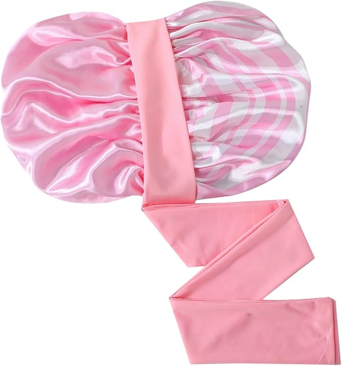 GDTOGRT Satin Silk Bonnet for Sleeping Women - Double Layer Sleep Hair Bonnets Caps for Curly Braid Hair with Tie Band