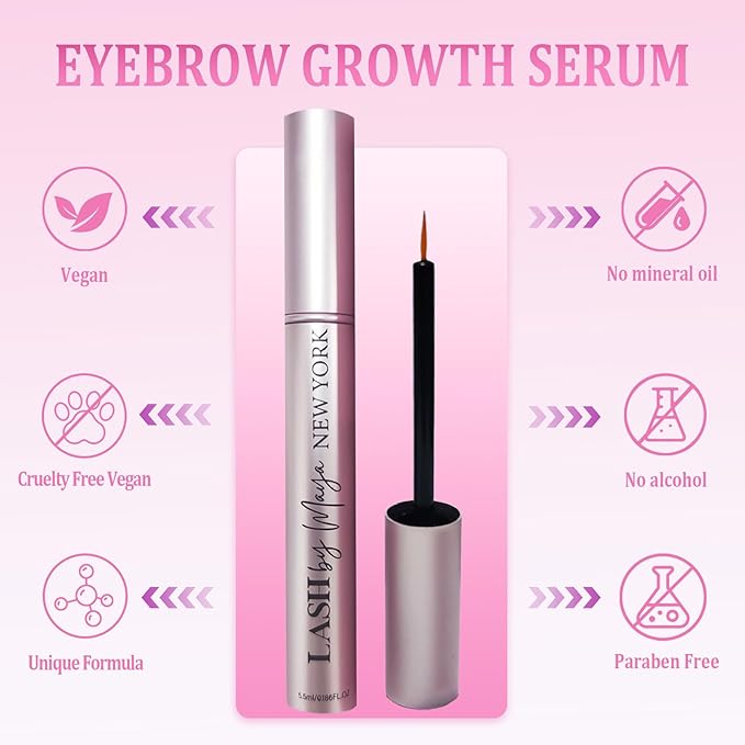 Eyelash Growth Serum with Natural Formula，Lash By Maya Serum Gentle & Vegan，Lash Essence for Eyelash Growth: Achieve Longer, Thicker, and Fuller-Looking Lashes 0.18Fl Oz (5.5ml)