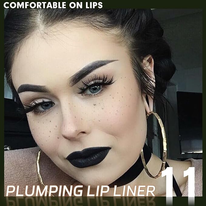 Matte Crayon Lip Liner Pencil, Deep Green Lip Liners Lipstick For Women Halloween Birthday Party Wear, Plump Creamy Formula With Silicone Smudger for Define Contours & Sculpting Lip