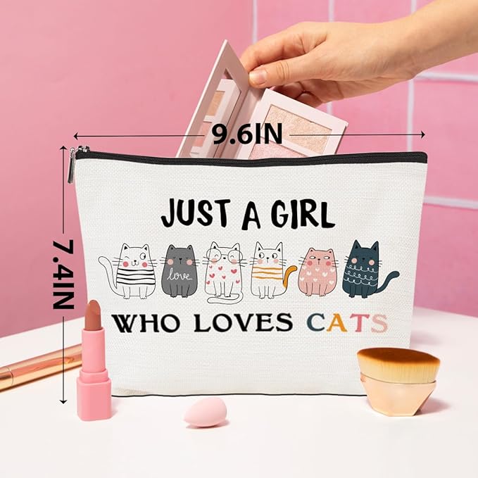 Cat Gifts Funny Cat Makeup Bag Cat Themed Gifts Cat Lover Gifts for Women Cat Mom Gifts Cat Stuff Cosmetic Bag Toiletry Bag Zipper Pouch for Girls Female Sister Daughter Birthday Friendship