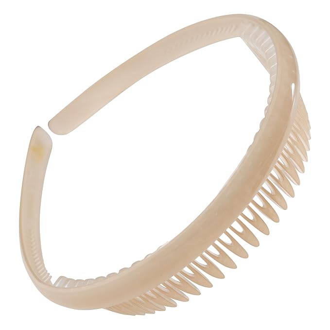 Camila Paris CP3646 French Headband for Women, Beige, Strong Hold Grip Women's Hair Band, Very Flexible, No Slip and Durable Styling Girls Hair Accessories, Made in France